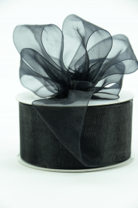 Organza Ribbon , Black, 1.5 Inch x 25 Yards (1 Spool) SALE ITEM